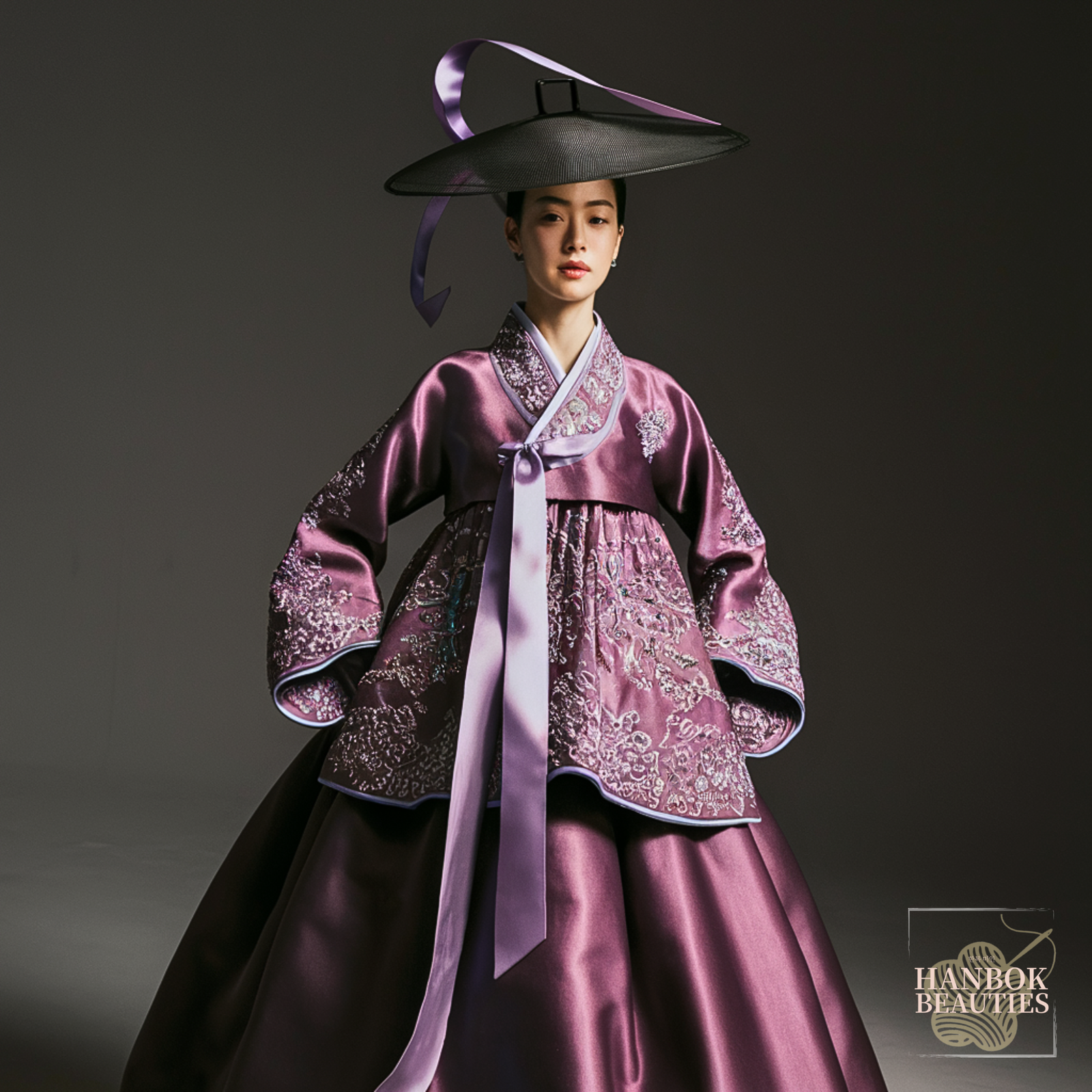 contemporary-hanbok-design-plum-purple-traditional-hat-elegant-ribbon-modern-traditional-fusion-exquisite-craftsmanship-cultural-blend