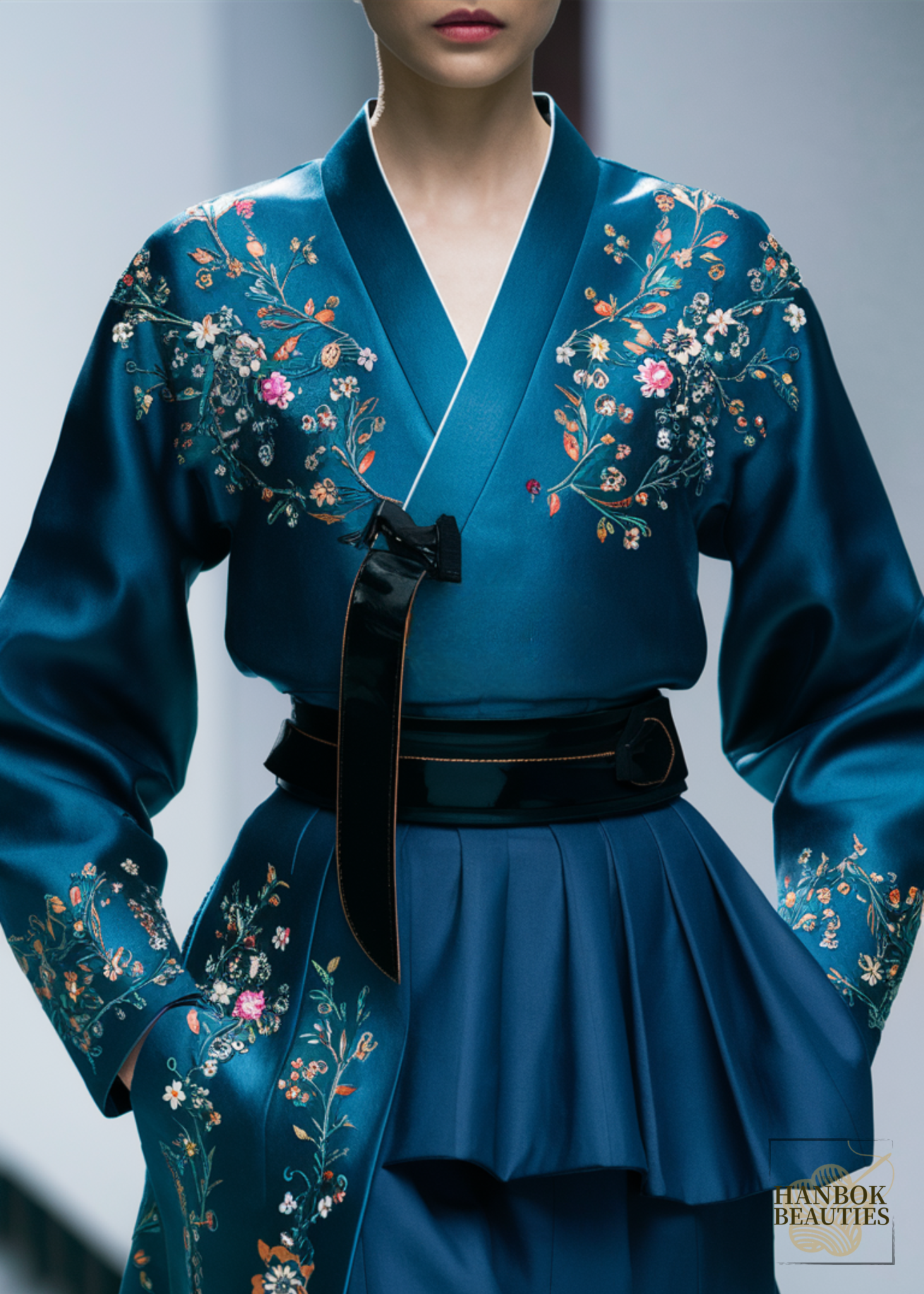 fall-seasonal-hanbok-blue-floral-embroidery-modern-hanbok-jacket-pleated-skirt-elegant-korean-dress