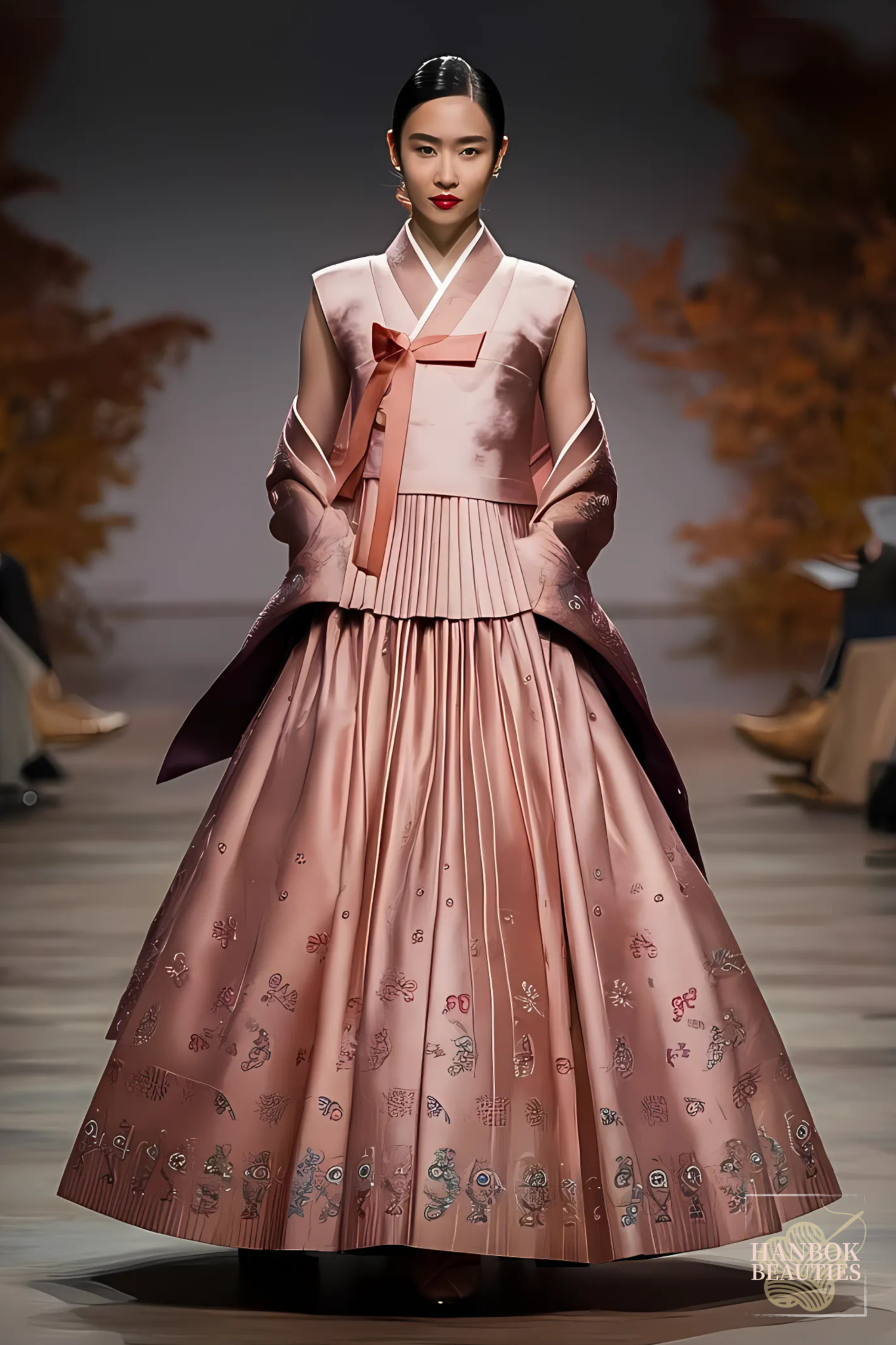 contemporary-hanbok-design-dusty-rose-pleated-autumn-winter-sleeveless-traditional-korean-dress-seasonal-fashion-modern