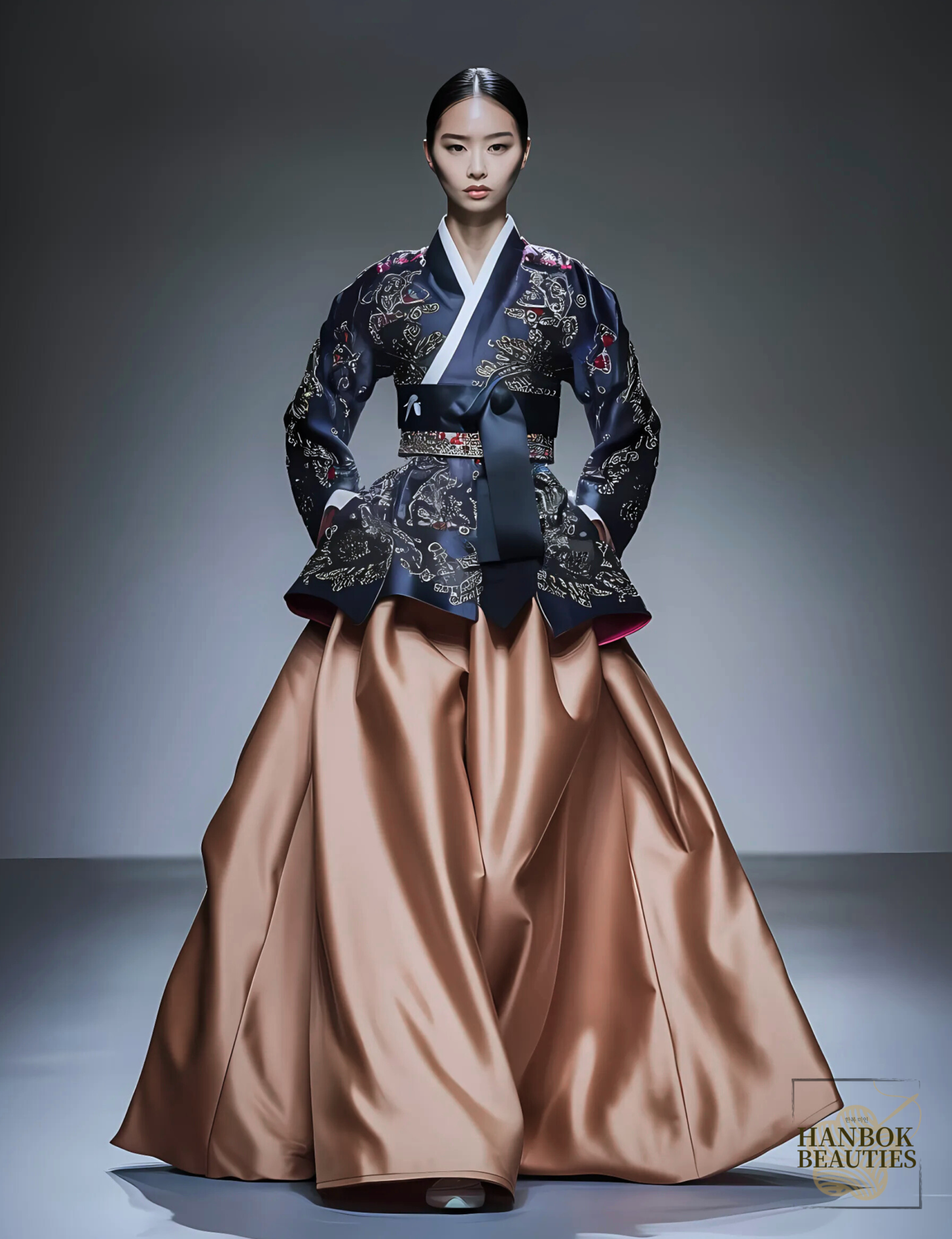 fall-seasonal-hanbok-design-navy-copper-modern-hanbok-embroidered-jacket-wide-leg-pants-fashion-forward-korean-dress