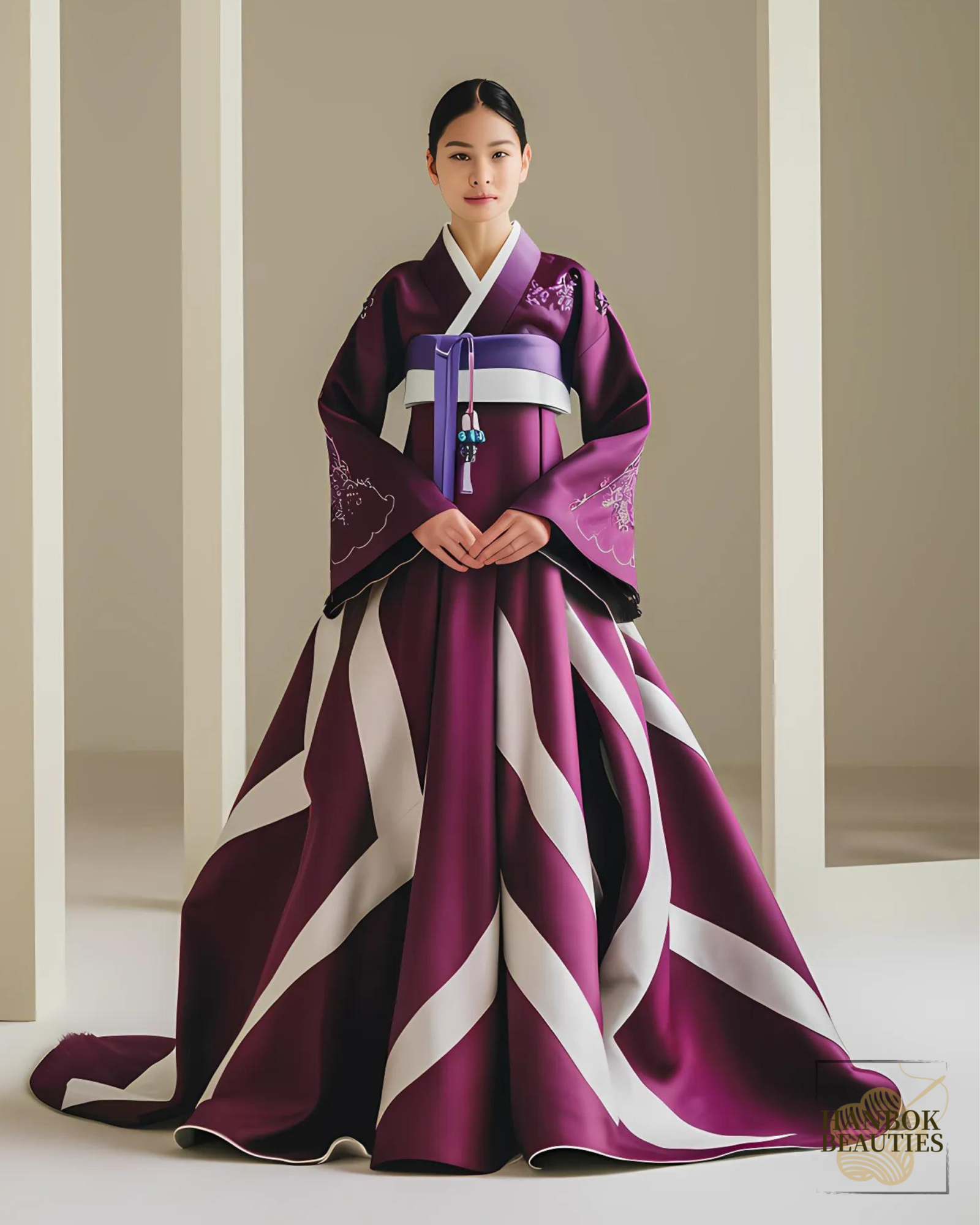 fall-seasonal-hanbok-modern-bold-geometric-pattern-plum-purple-hues-geometric-pattern-ivory-setting