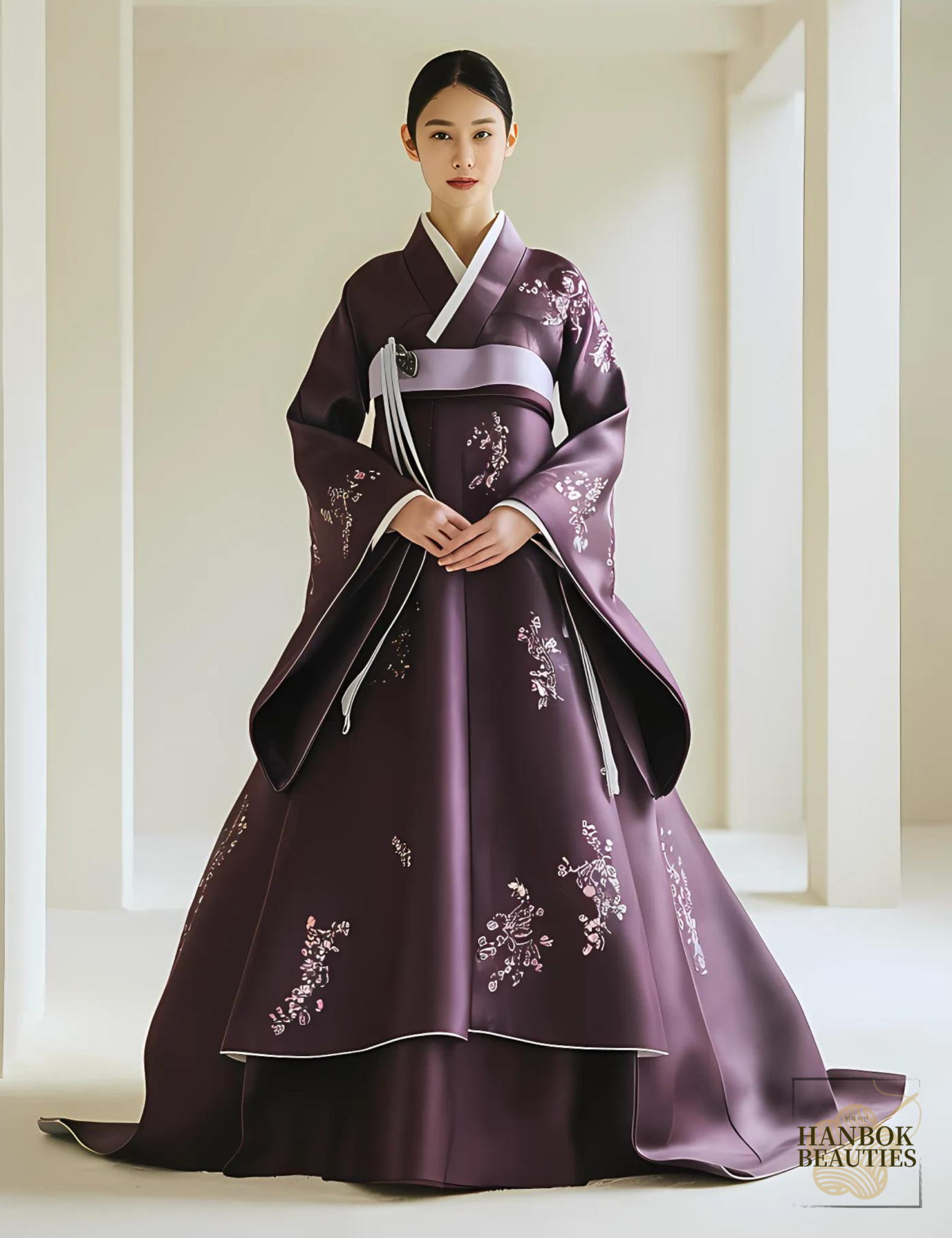 fall-seasonal-hanbok-modern-traditional-design-autumn-winter-slim-silhouette-soft-dark-plum-hues-metallic-embroidery-minimalist-setting