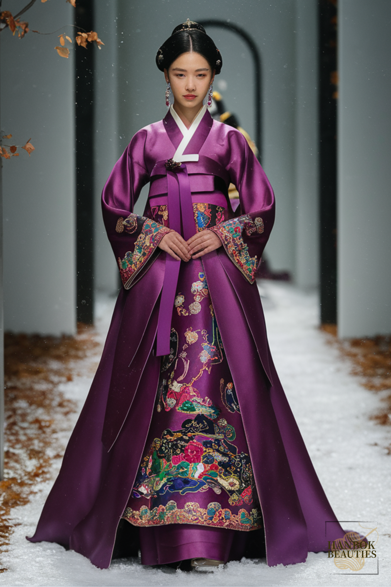 hanbok-beauty-showcasing-fall-seasonal-hanbok-design-in-regal-plum-purple-with-intricate-embroidery-and-flowing-silhouette