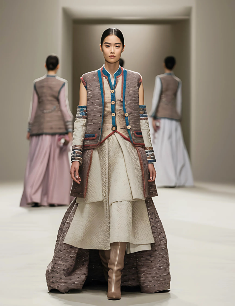 winter seasonal hanbok modern design baeja vest 03507 HB 4 Essential Winter Seasonal Hanbok Layers: From Vest to Formal Wrap winter-seasonal-hanbok-modern-design-sleeveless-baeja-layered-brown-beige-hanbok-dress